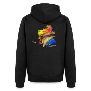 pan flute - Unisex Premium Organic Zip Hoodie - black - Back - Nico (187cm)
