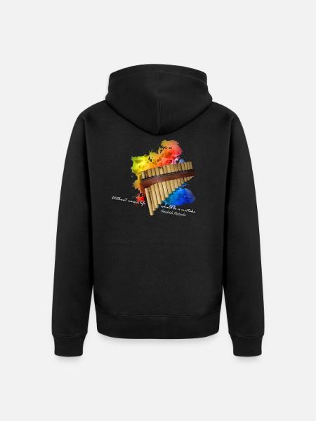 pan flute - Unisex Premium Organic Zip Hoodie - black