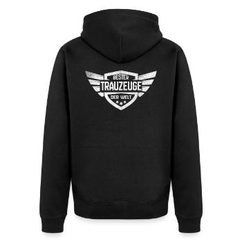 Bester Trauzeuge der Welt Geschenk - Unisex Premium Bio Zip Hoodie - Schwarz - Hinten - Nico (187cm)