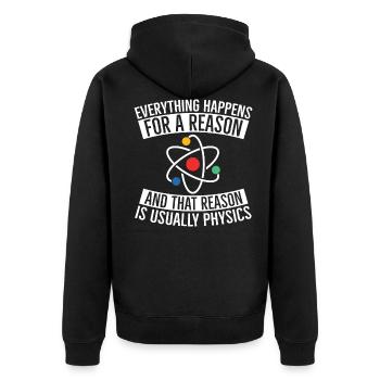 Grund der Physik - Unisex Premium Bio Zip Hoodie - Schwarz - Hinten - Nico (187cm)