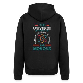 Protone Neutrone Elektrone - Unisex Premium Bio Zip Hoodie - Schwarz - Hinten - Nico (187cm)