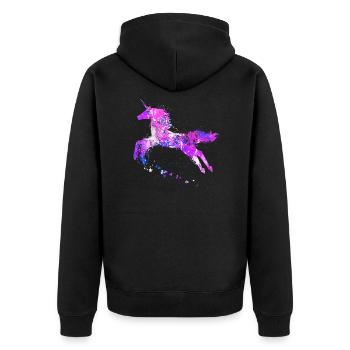 einhorn - Unisex Premium Bio Zip Hoodie - Schwarz - Hinten - Nico (187cm)