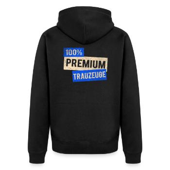 Trauzeuge - Unisex Premium Bio Zip Hoodie - Schwarz - Hinten - Nico (187cm)