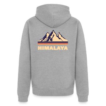 T-shirt design rétro himalaya - Veste à capuche bio Premium Unisexe - gris chiné - Dos - Nico (187cm)