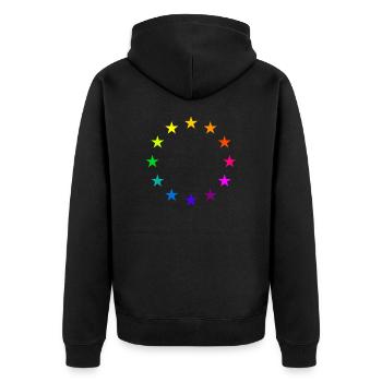 EU Sterne in Regenbogenfarben Europa Liebe LGBT - Unisex Premium Bio Zip Hoodie - Schwarz - Hinten - Nico (187cm)