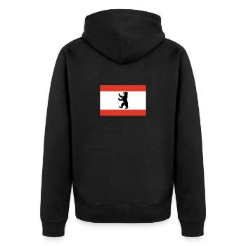 Berlin - Unisex Premium Bio Zip Hoodie - Schwarz - Hinten - Nico (187cm)