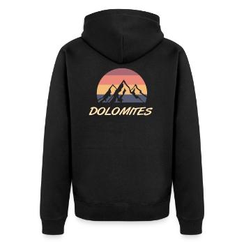 couleurs rétro des montagnes de dolomite - Veste à capuche bio Premium Unisexe - noir - Dos - Nico (187cm)