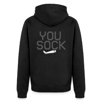 You Sock - Chemise de cadeau drôle - Veste à capuche bio Premium Unisexe - noir - Dos - Nico (187cm)