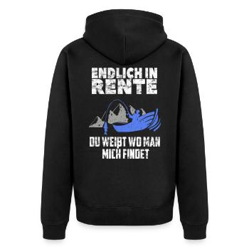 Rente Angler lustiger Spruch Ruhestand Angeln Boot - Unisex Premium Bio Zip Hoodie - Schwarz - Hinten - Nico (187cm)
