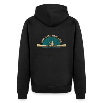 Kanu Paddel Geschenk - Unisex Premium Bio Zip Hoodie - Schwarz - Hinten - Nico (187cm)