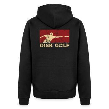Disc Golf - Unisex Premium Bio Zip Hoodie - Schwarz - Hinten - Nico (187cm)