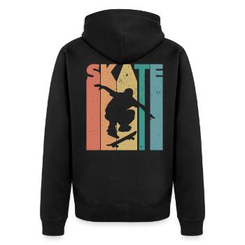 Skater mehrfarbig - Unisex Premium Bio Zip Hoodie - Schwarz - Hinten - Nico (187cm)