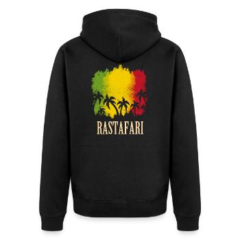 reggae rasta rastafari jamaica - Unisex Premium Bio Zip Hoodie - Schwarz - Hinten - Nico (187cm)