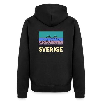 schweden - Unisex Premium Bio Zip Hoodie - Schwarz - Hinten - Nico (187cm)