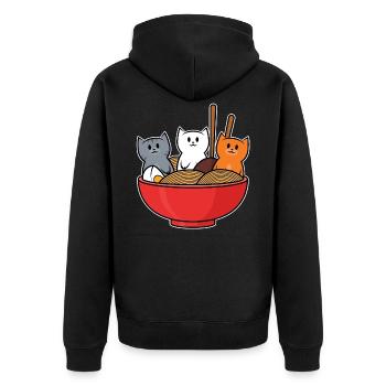 Ramen Katzen Japan - Unisex Premium Bio Zip Hoodie - Schwarz - Hinten - Nico (187cm)