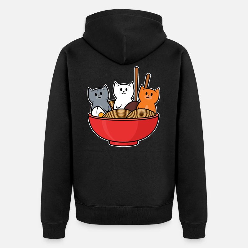 Ramen Chats Japon - Veste à capuche bio Premium Unisexe - noir