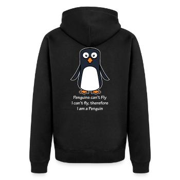 Ich bin ein Pinguin - Unisex Premium Bio Zip Hoodie - Schwarz - Hinten - Nico (187cm)
