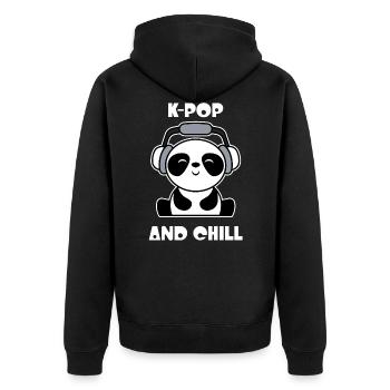 K-Pop - Unisex Premium Bio Zip Hoodie - Schwarz - Hinten - Nico (187cm)