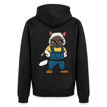 Artisans chantier Charpentier Métiers Chat - Veste à capuche bio Premium Unisexe - noir - Dos - Nico (187cm)