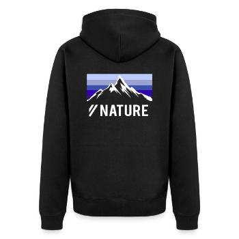 natur - Unisex Premium Bio Zip Hoodie - Schwarz - Hinten - Nico (187cm)