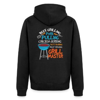 Meat BBQ I BBQ I Gift for Griller - Unisex Premium Organic Zip Hoodie - black - Back - Nico (187cm)