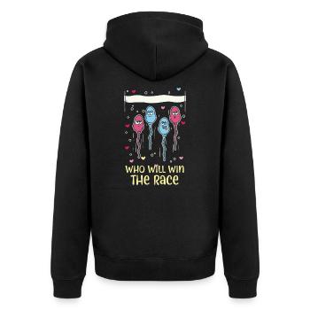 Gender Reveal Party I Spermien Sperma Rennen - Unisex Premium Bio Zip Hoodie - Schwarz - Hinten - Nico (187cm)