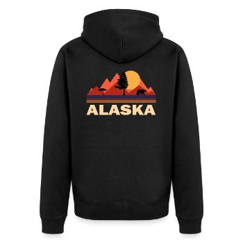 alaska nature mountains - Unisex Premium Organic Zip Hoodie - black - Back - Nico (187cm)