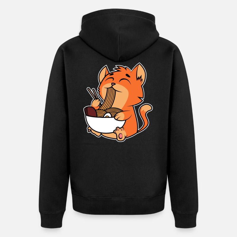 Katze Ramen Nudeln - Unisex Premium Bio Zip Hoodie - Schwarz