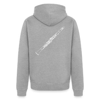 Klarinette - Unisex Premium Bio Zip Hoodie - Grau meliert - Hinten - Nico (187cm)
