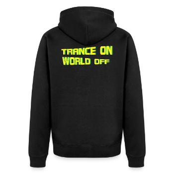 Psytrance Psychedelic Trance Goa - Unisex Premium Bio Zip Hoodie - Schwarz - Hinten - Nico (187cm)