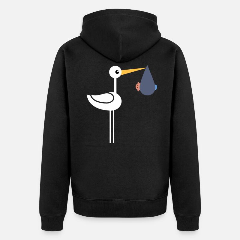 Cigogne avec bébé - Veste à capuche bio Premium Unisexe - noir