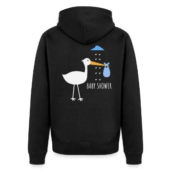Baby shower stork - Unisex Premium Organic Zip Hoodie - black - Back - Nico (187cm)