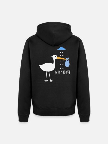 Baby shower stork - Unisex Premium Organic Zip Hoodie - black