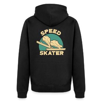 Eisschnelllauf Skater Designs - Unisex Premium Bio Zip Hoodie - Schwarz - Hinten - Nico (187cm)