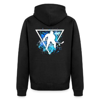 hockey - Unisex Premium Organic Zip Hoodie - black - Back - Nico (187cm)