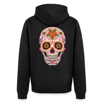 Peinture Sugarskull - Veste à capuche bio Premium Unisexe - noir - Dos - Nico (187cm)