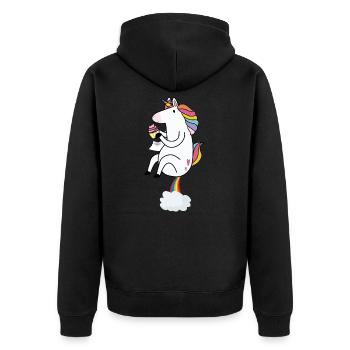 Pupsendes Einhorn - Unisex Premium Bio Zip Hoodie - Schwarz - Hinten - Nico (187cm)