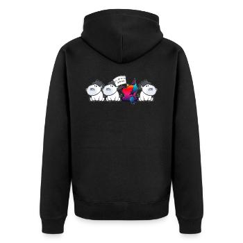 Besonders Anders Einhörner Farbenfroh - Unisex Premium Bio Zip Hoodie - Schwarz - Hinten - Nico (187cm)