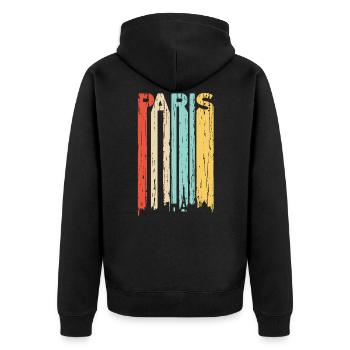 Paris - Unisex Premium Bio Zip Hoodie - Schwarz - Hinten - Nico (187cm)