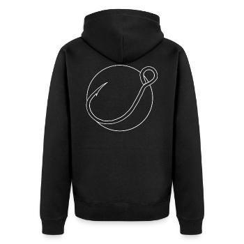 Angler - Unisex Premium Bio Zip Hoodie - Schwarz - Hinten - Nico (187cm)