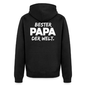 Bester Papa der Welt - Unisex Premium Bio Zip Hoodie - Schwarz - Hinten - Nico (187cm)
