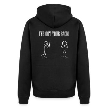 Unterstützung Lustig - Unisex Premium Bio Zip Hoodie - Schwarz - Hinten - Nico (187cm)