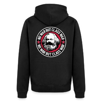 No War But Class War II - Unisex Premium Bio Zip Hoodie - Schwarz - Hinten - Nico (187cm)