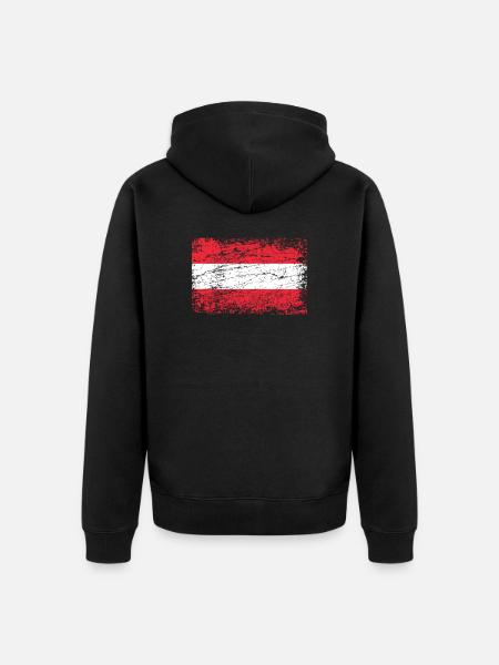 Austria flag flag used look - Unisex Premium Organic Zip Hoodie - black
