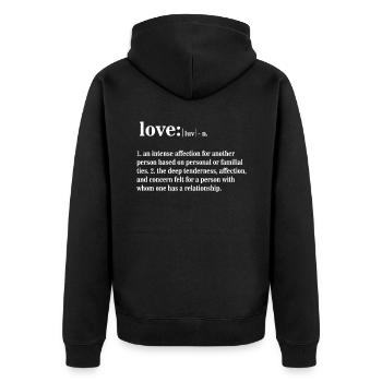 Love Definition - Unisex Premium Organic Zip Hoodie - black - Back - Nico (187cm)