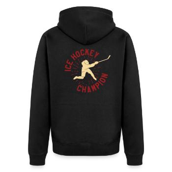 Eishockey Eishockey - Unisex Premium Bio Zip Hoodie - Schwarz - Hinten - Nico (187cm)