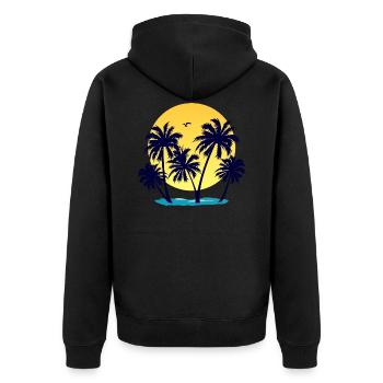 Palm trees, beach and sunset - Unisex Premium Organic Zip Hoodie - black - Back - Nico (187cm)
