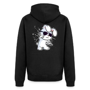 Cool Rabbit - Unisex Premium Organic Zip Hoodie - black - Back - Nico (187cm)