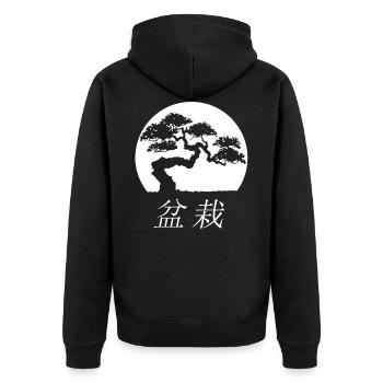 Bonsai - Unisex Premium Bio Zip Hoodie - Schwarz - Hinten - Nico (187cm)
