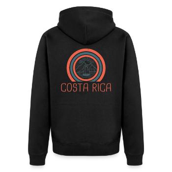 Costa Rica - Unisex Premium Bio Zip Hoodie - Schwarz - Hinten - Nico (187cm)